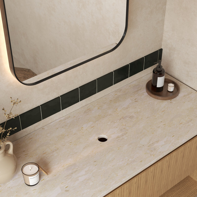 Lavabo de salle de bain vasque en céramique en forme de bateau 22 "x 16" avec bords noirs rayés Deervalley