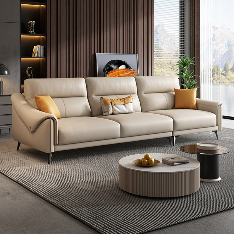 Canapé modulaire en cuir véritable kaki