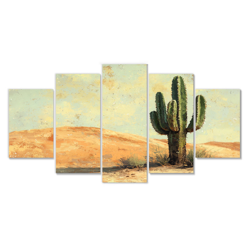 Minimalisme cactus par les dunes I - Art mural floral cactus - Art mural traditionnel sur toile