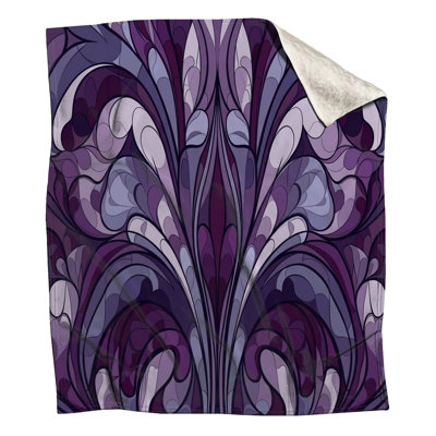 Intricate Purple Damask Blankets