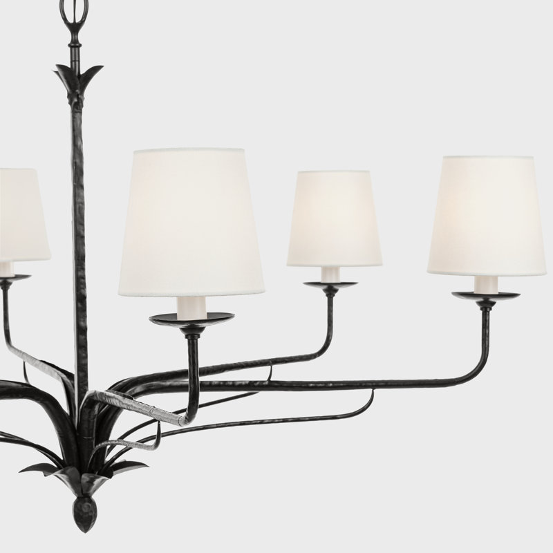 Amalfi 41" Chandelier in Waxed Black with Linen Shades