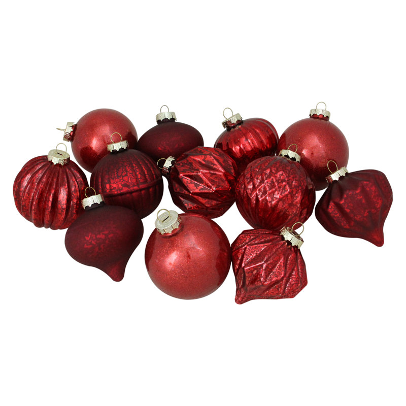 Ensemble d'ornement de Noël 12 carats, Rouge