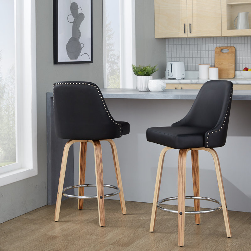Swivel Upholstered Faux Leather Counter Stool, Zebra, Counter Stool (27” Seat Height)