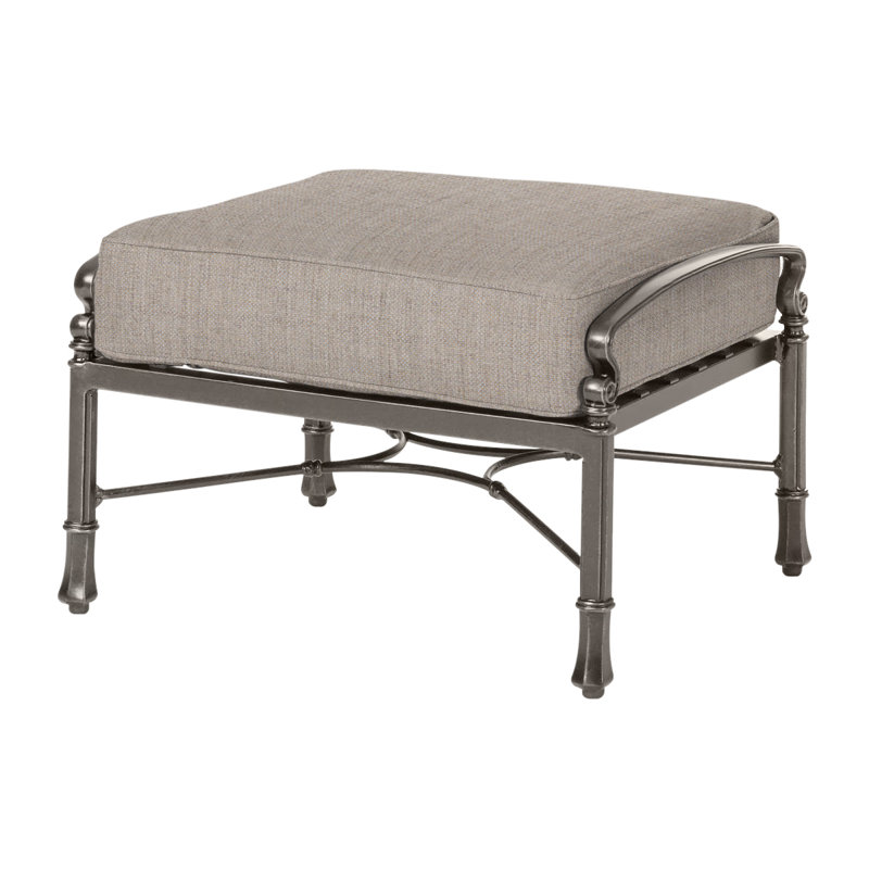 Bella Vista Outdoor Ottoman, Cast Ash Sunbrella® Plainweave, Midnight Gold
