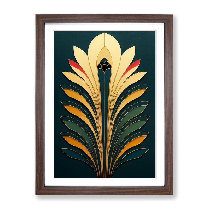 XV1022-4019X Special Abstract Feathers No.2 - Single Picture Frame Print, 46cm H x 34cm W x 2cm D, Walnut