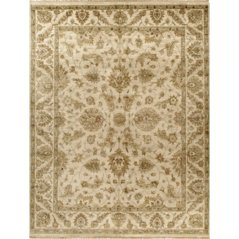 Hand Knotted Wool Oriental Area Rug in Beige/Brown, Rectangle 4' x 6'