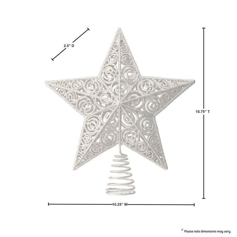 12" Glitter 3D Star Tree Topper Ace/Box, Champagne Gold
