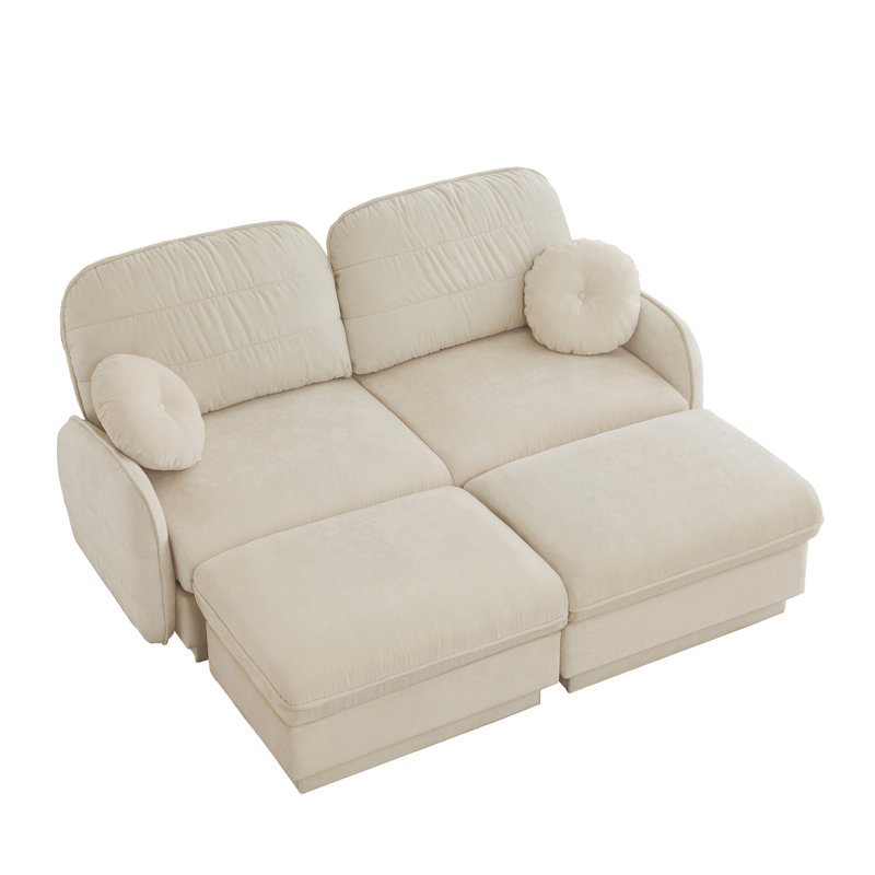 U-shaped sofa, deep-seated sofa with a removable ottoman, 37.4" H x 73.2" W x 57.8" D, Cream Beige Chenille