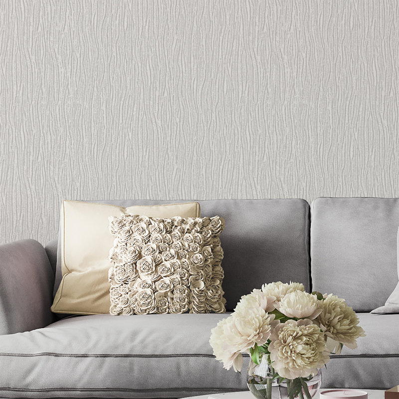 Daouda 10.05m x 53cm Textured Matte Wallpaper Roll, Silver