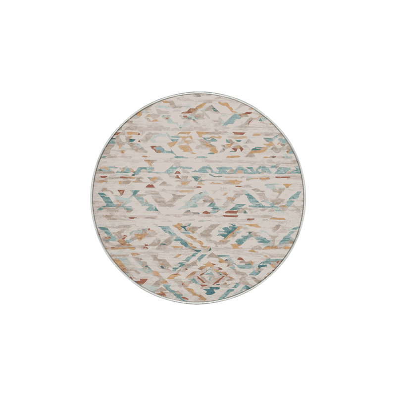 Machine Washable Beige Area Rug, Round 8'