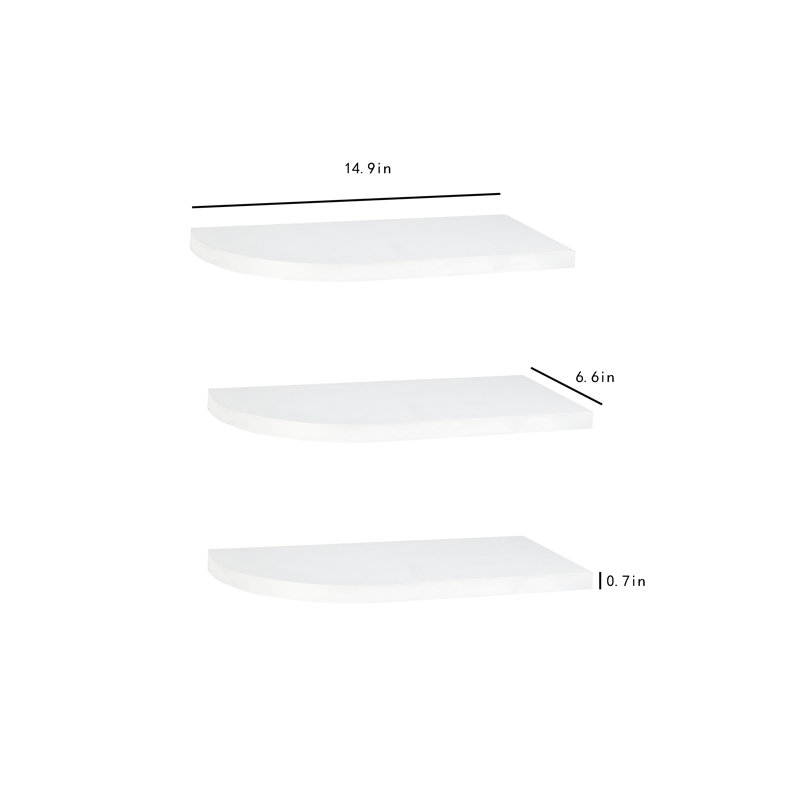 Myrtia 3 Piece Floating Shelf, White