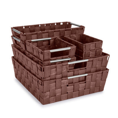 Ensemble de 9 grands paniers de rangement Sorbus pour l'organisation, organisateurs de rangement tissés à la main en filet, chocolat