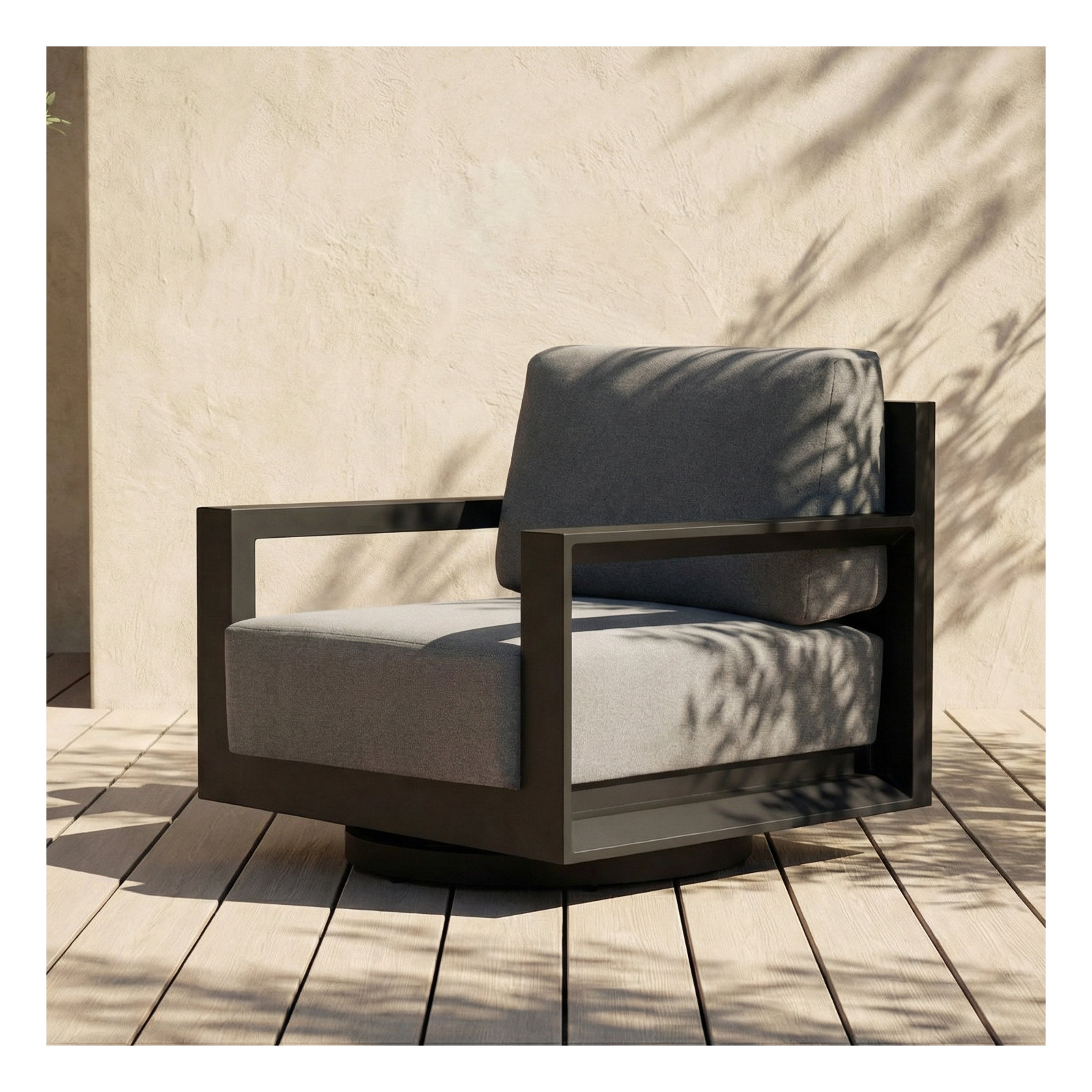 Aden Aluminum Outdoor Swivel Chair, Gray