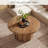 Round Elegant Coffee Table for Living Room, 31.5" Circle Center Table with Fluted Drum Base