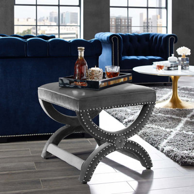 Modway Expound Upholstered Nailhead Trim Velvet Ottoman