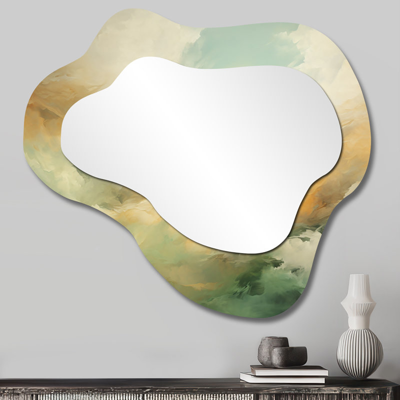 Elegant Sky Whispers II - miroir mural unique Sky Cloud, miroir asymétrique traditionnel, impression d'art en métal