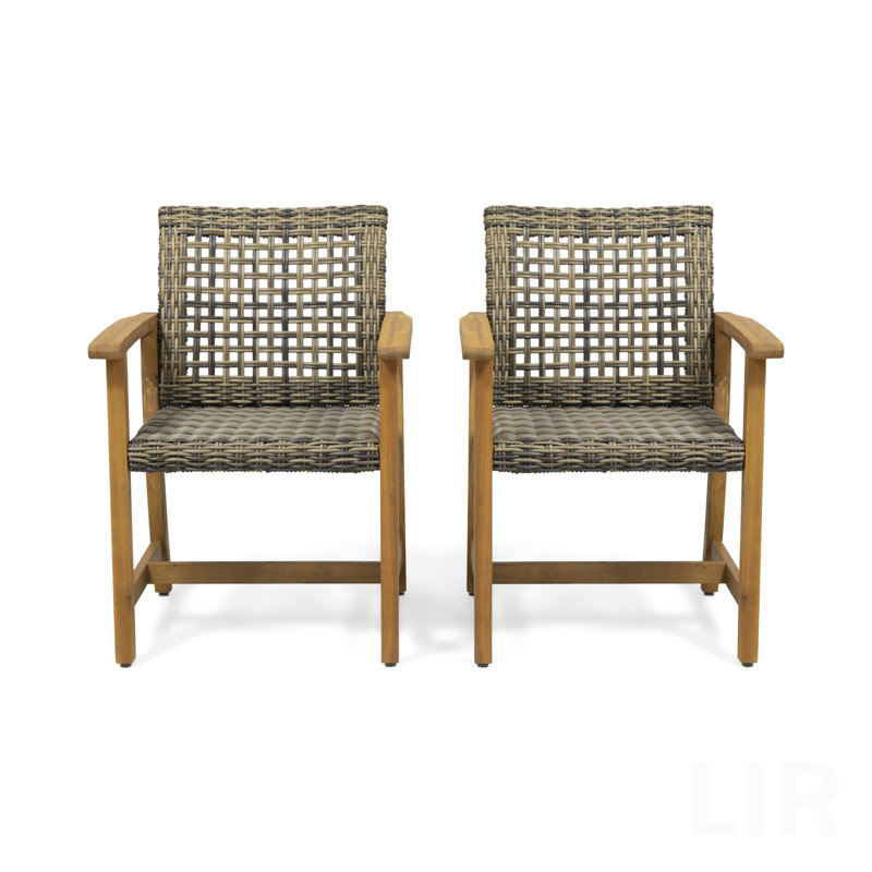 HAMPTON WOOD AND WICKER DINING CHAIR( SET OF 2 ), Chair, Natural Stained
