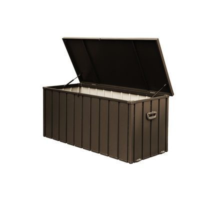 150 Gallon Patio Garden Tools Lockable Storage Box - Dark Brown Deck Waterproof For Outdoor Pillows,