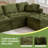Spacious Green Chenille Sectionals, Modular L-shape Sofa For Home
