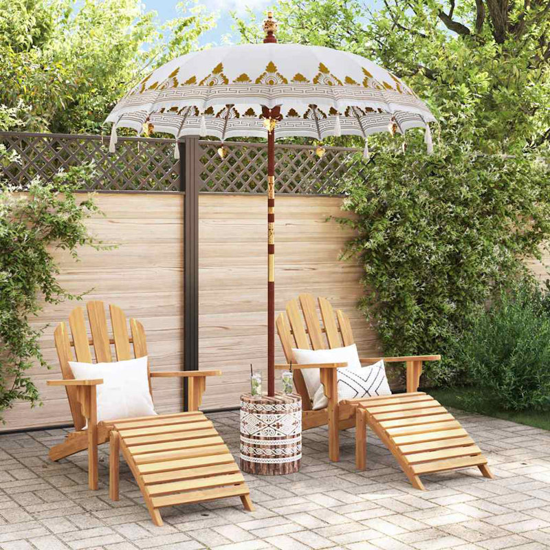 Balinese Parasol Cotton, Solid Wood, 260cm H x 185cm W x 185cm D, Cream