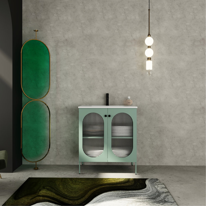 Meuble-lavabo de salle de bain avec lavabo en céramique