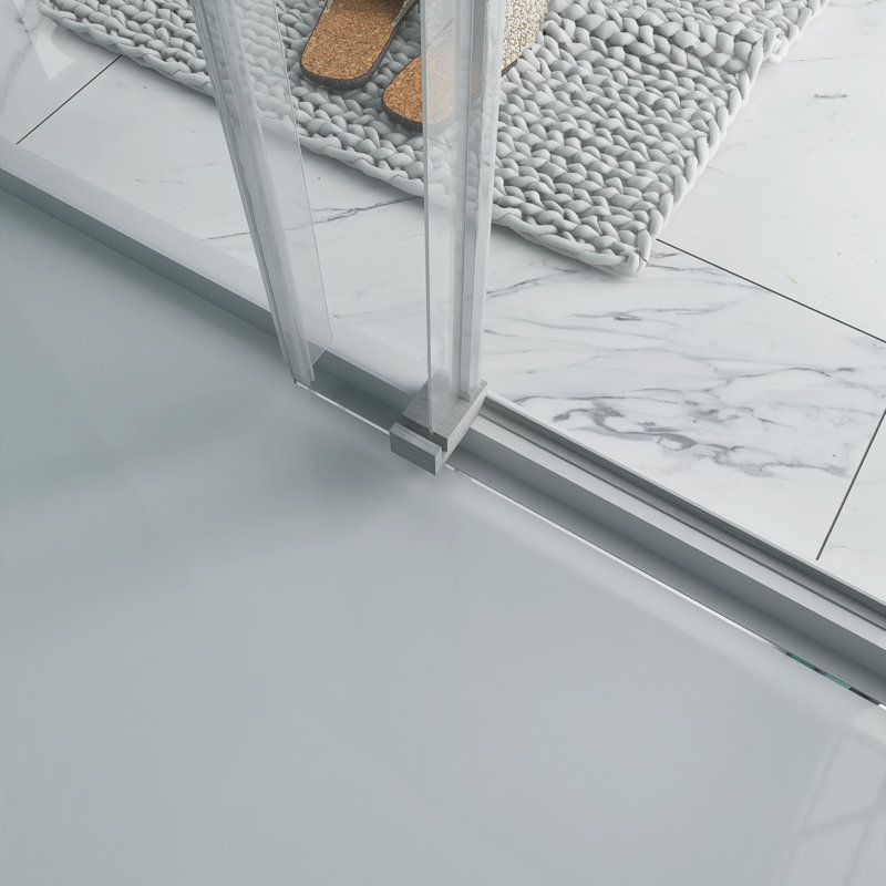 72'' W x 76'' H Brushed Nickel Frameless Sliding Shower Door