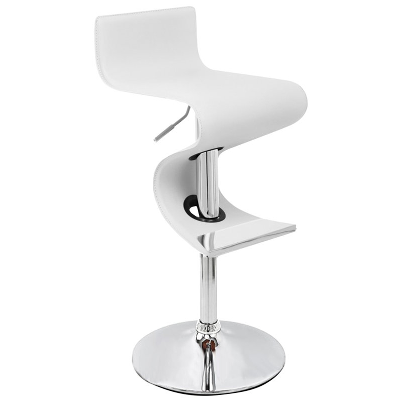 Dilsad Swivel Upholstered Adjustable Height Counter Stool, White, Silver