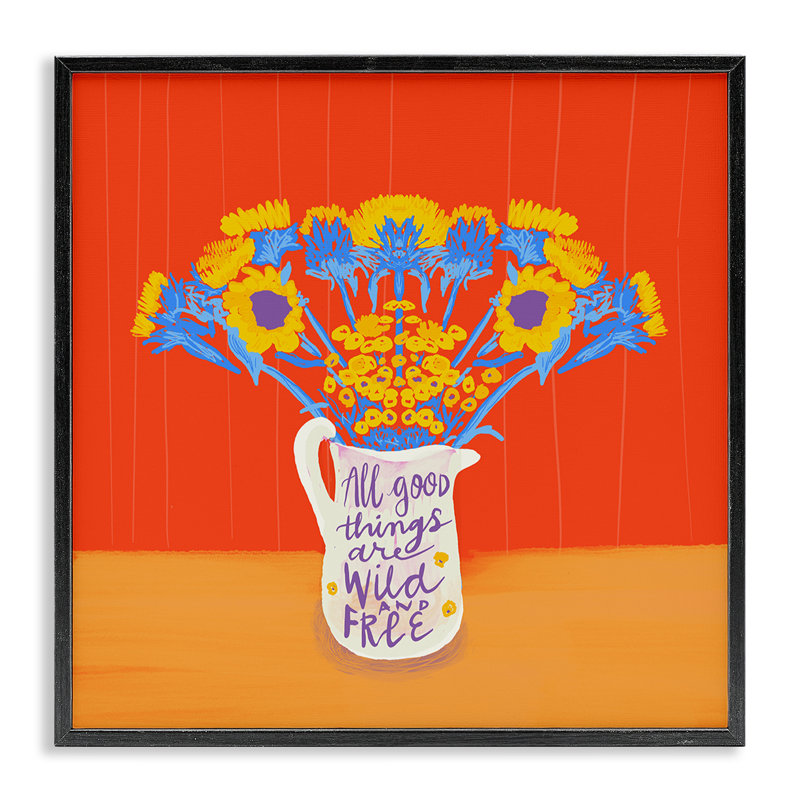 All Good Things Bold Florals, estampe numérique, design par Dina Riddle, Giclée encadrée noir minuit, H 12 po x l 12 po