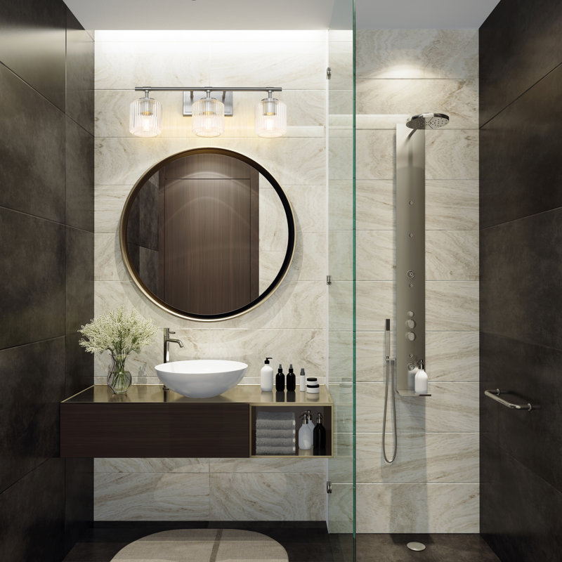 Meuble-lavabo 3 lumières Braggs, Nickel brossé