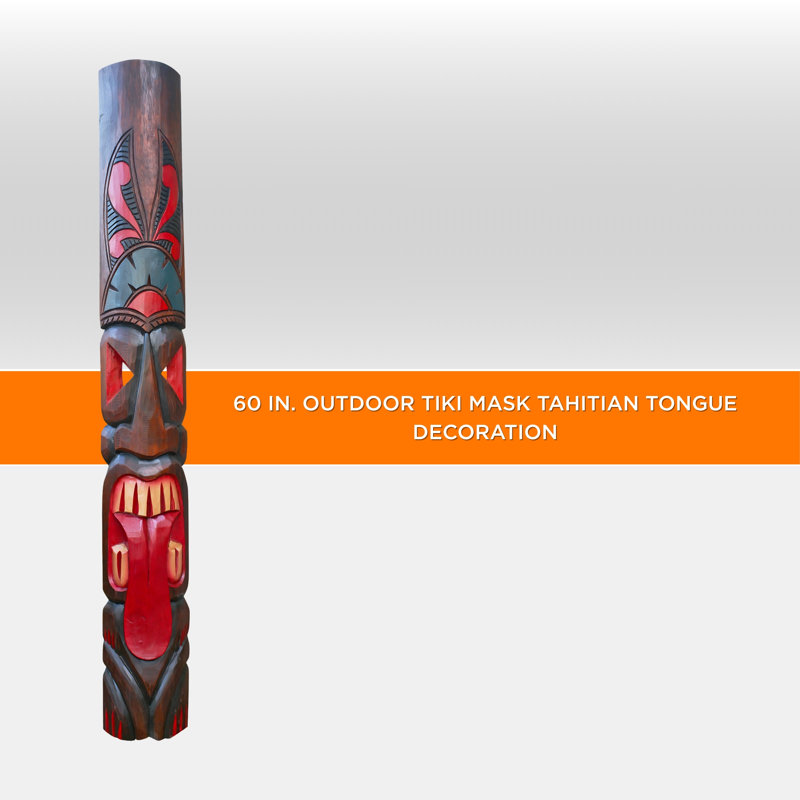 60 po. Masque de tiki d'extérieur, décoration de langue tahitienne