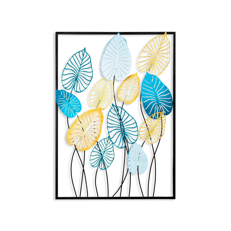 Coastal Wall Decor on Metal, Blue/Yellow