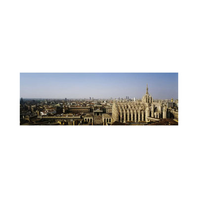 Aerial View of a Cathedral in a City, Duomo Di Milano, Lombardia, Italy 1 Piece Wrapped Canvas Panoramic Wall Art