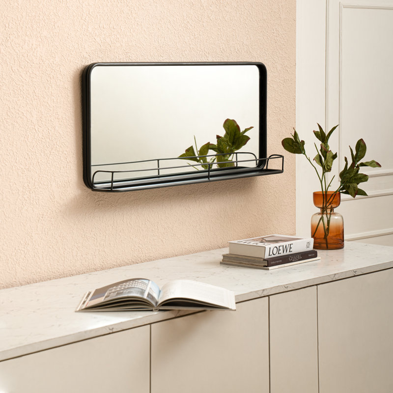Imane Rectangle Wall Mounted Mirror with Shelf