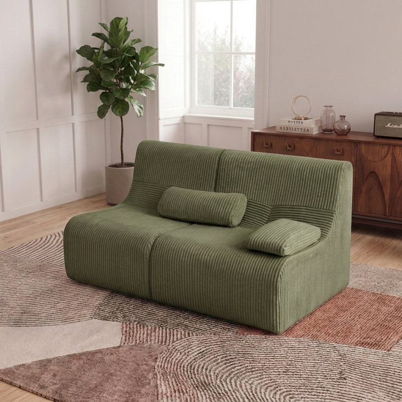 Canapé modulaire moderne avec siège incurvé ergonomique et dossier - 63,7 po, Vert