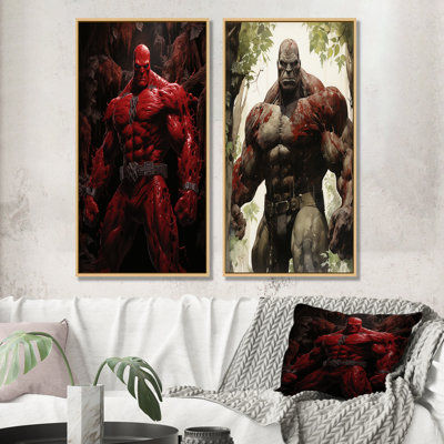 Red Blood Giant Superhero I - Giants Canvas Prints Set Of 2