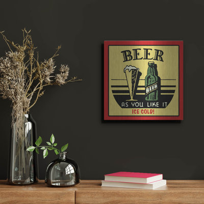 Art mural en métal luxueux «Cold Beer 1» par Jean Plout, 12 po x 12 po