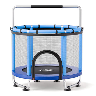 55" Trampoline for Kids, 4.6 FT Toddler Mini Trampoline, 132 lbs Indoor Outdoor Play Toys with Enclosure Net and Adjustable Gymnastics Bar, Christmas