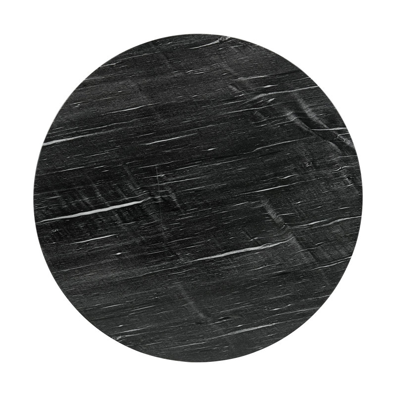 Odette Contemporary Round Marble Veneer Coffee Table in Gray