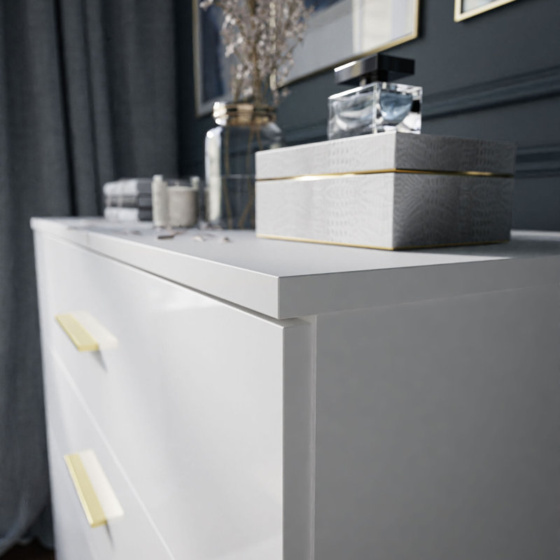 Eutaw 4 Drawer 95cm W Lingerie Chest, Glossy White