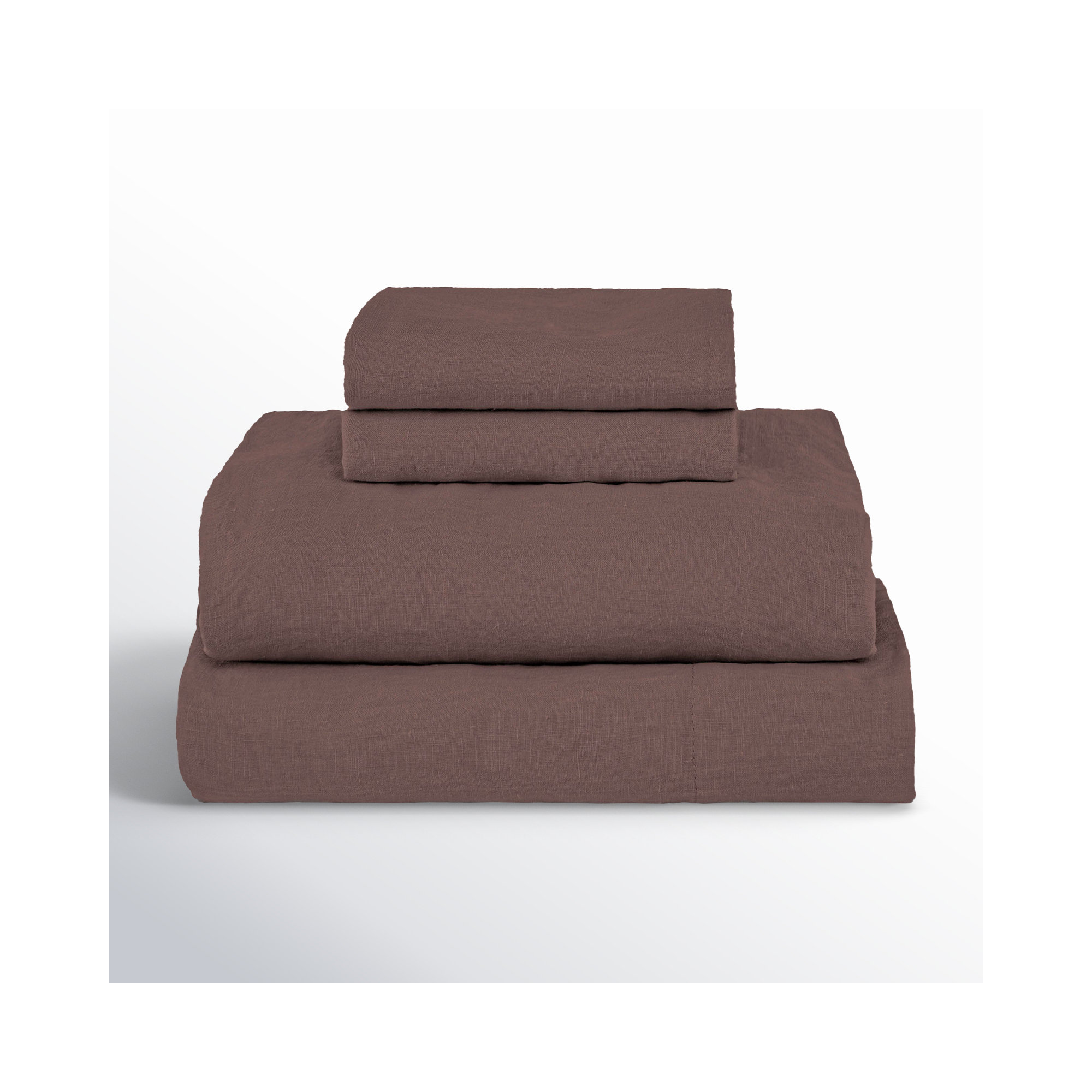 100% French Linen Sheet Set, Clove, Queen Sheet Set with 2 Pillowcases