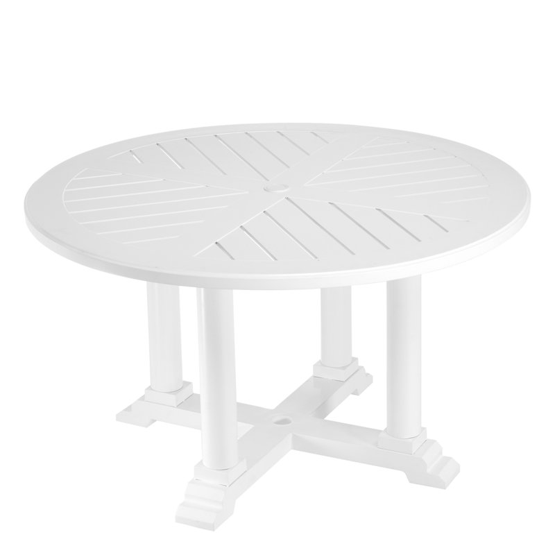 Outdoor Table Outdoor Round Dining Table, White, 29.33" H x 62.99" L x 62.99" W