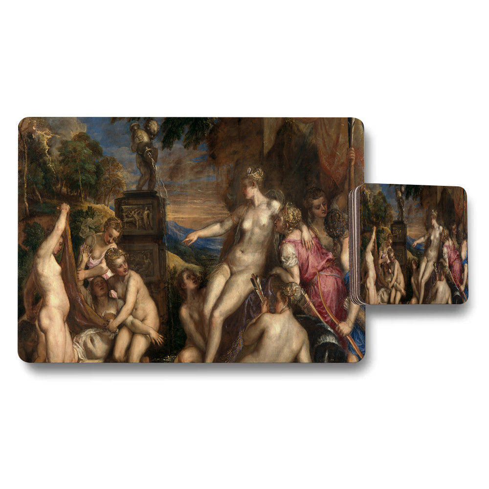 Classical Nude Figure Artwork Placemat And Coaster Set For Dining