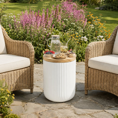 Table d'appoint en faux pierre avec rangement