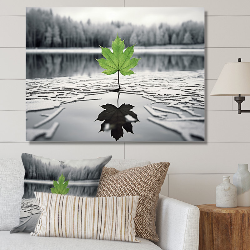 «Green Leaves Solitude In Winter I», H 30 po x l 40 po, Toile tendue