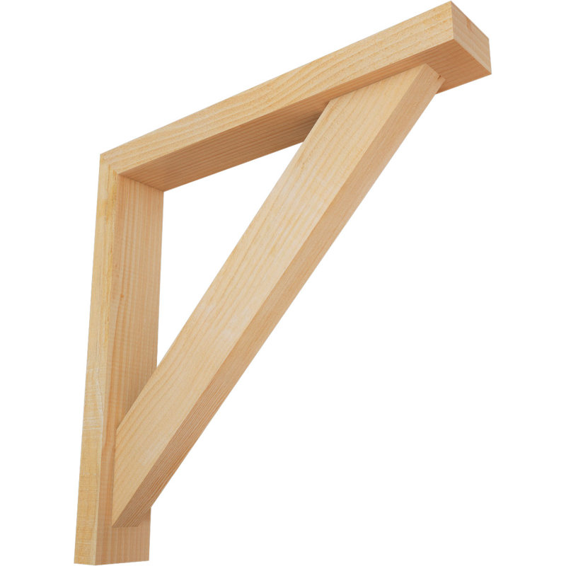 Traditional Block Bracket w/ Offset Brace, 26 x 26, 4"W Douglas Fir (Rough Sawn)