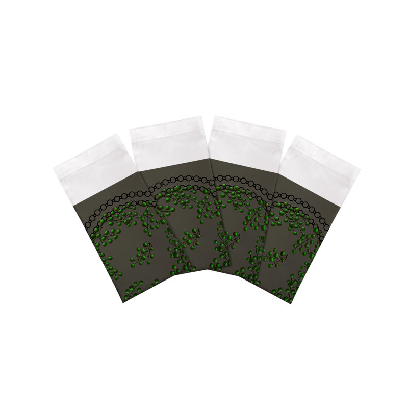 Christmas Berries Cotton Sateen Dinner Napkins, Anthracite Green
