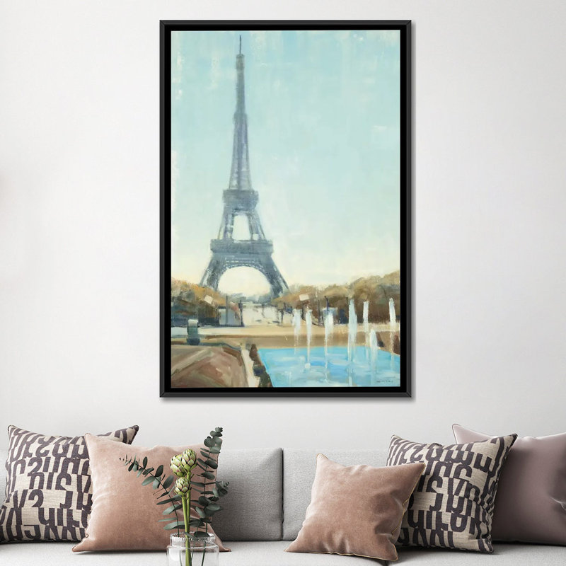«Eiffel Tower», reproduction sur toile, H 26 po x l 18 po x P 1,5 po, Toile avec cadre noir, Pas de tapis