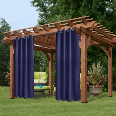 50 In. W X 120 In. L Indoor Outdoor Grommet Top & Bottom Curtain (1 Panel), Dark Blue