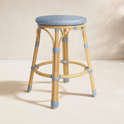 Tobias Outdoor Rattan and Metal Counter Stool