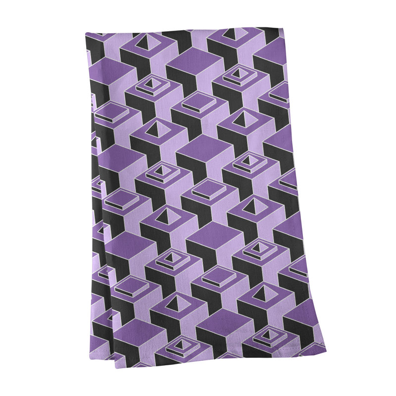Serviette de thé skyscrapers Patricia Geoffrey, Mauve / noir / mauve clair, Polyester sergé